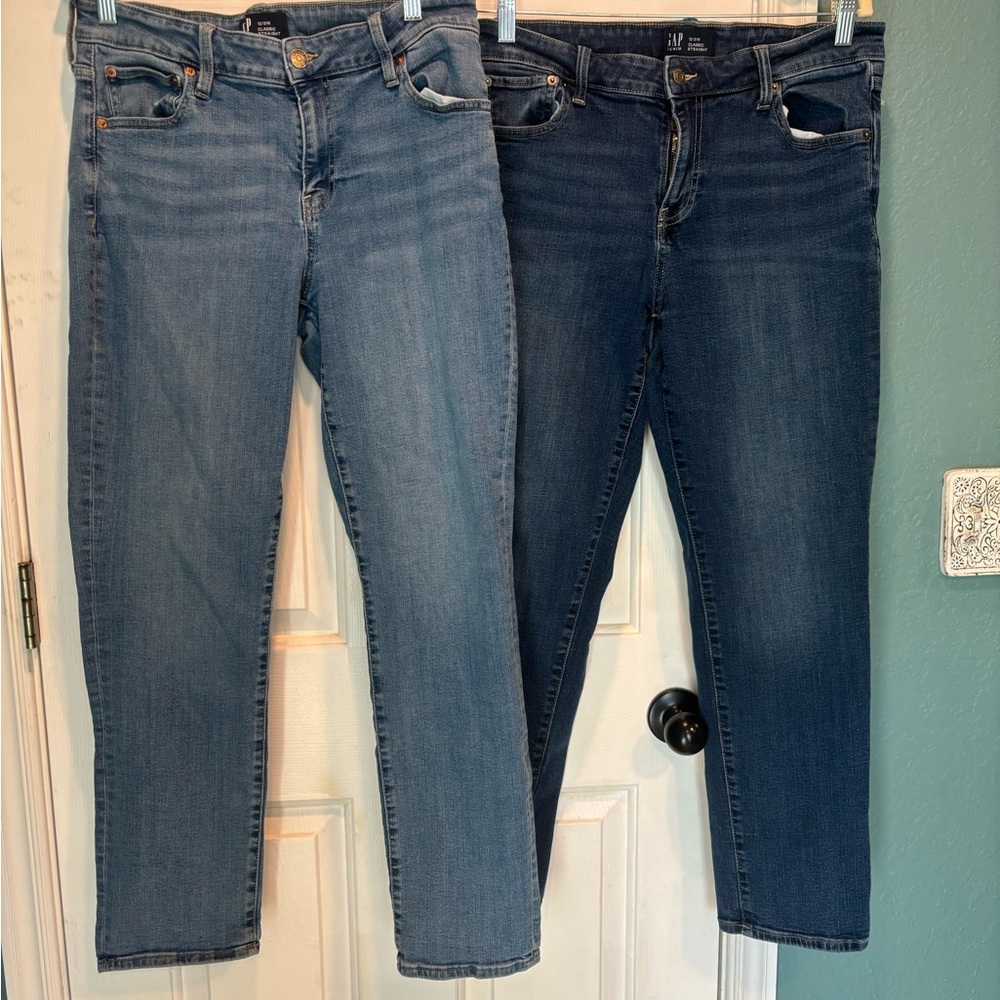 GAP Women's Straight Leg Jeans - Light and Dark Blue